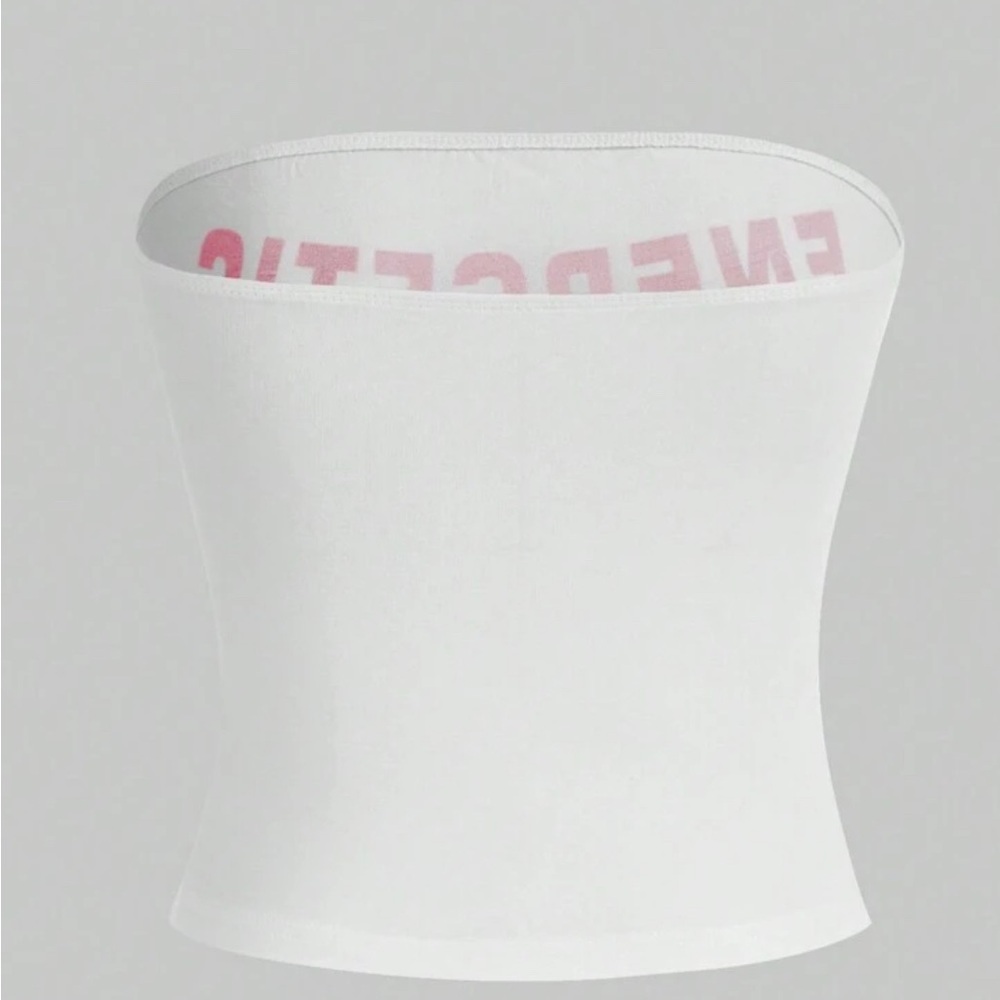 Energetic White and Red Graphic Tube Top - Picture 2 of 2